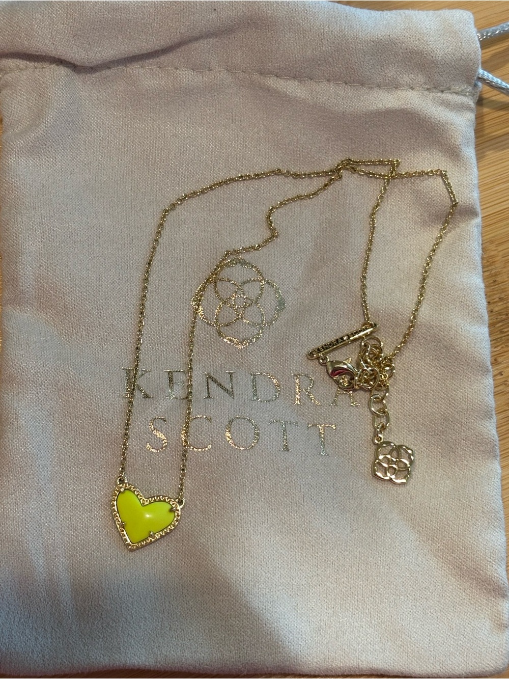 Kendra Scott Gold Necklace with Yellow Heart Pendant, jewelry